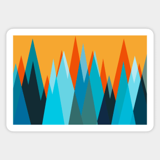 Ice mountain peaks, captivating sunset, geometric landscape design Sticker